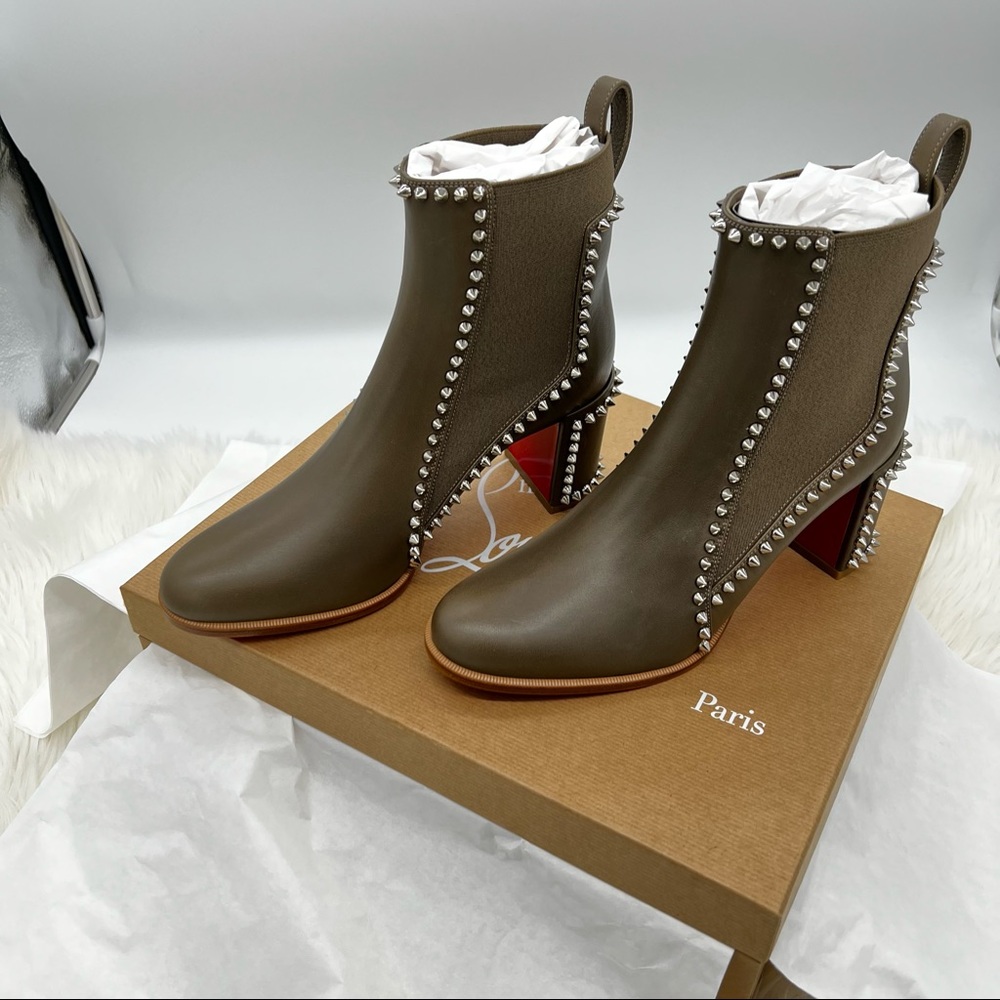 Christian Louboutin | Out Line Spiked Leather Ankle Boots - Picture 8 of 15